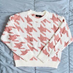 Balboa/Dolls Kill thick, soft knit pink houndstooth pattern sweater